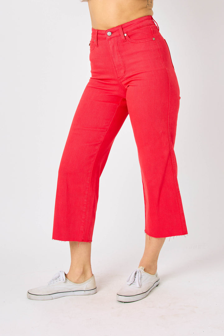 Judy Blue High Rise Wide Leg Cropped Jeans