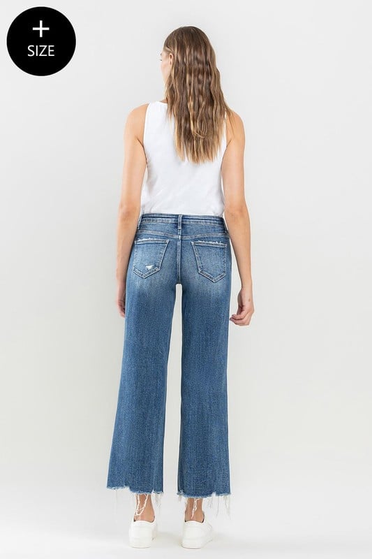 Lovervet Mid Rise Raw Hem Crop Wide Leg