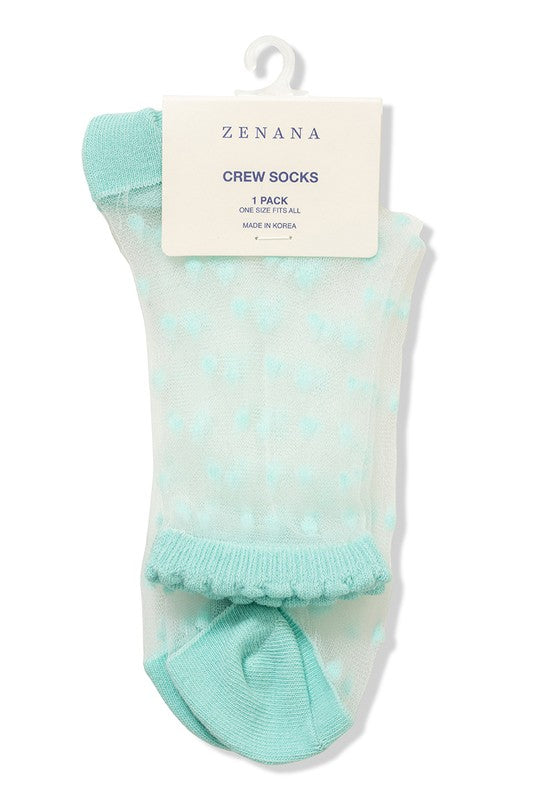 SHEER POLKA DOT MESH LACE FASHION CREW SOCKS