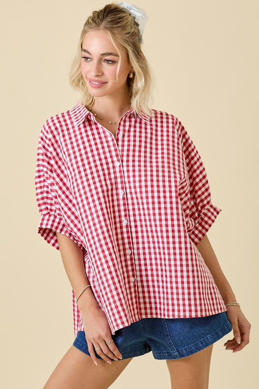 Penny Gingham Oversized Button Up