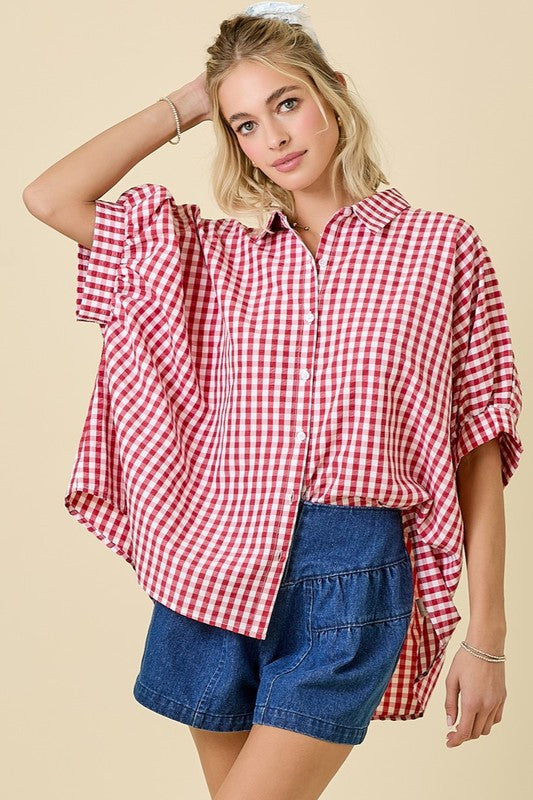 Penny Gingham Oversized Button Up