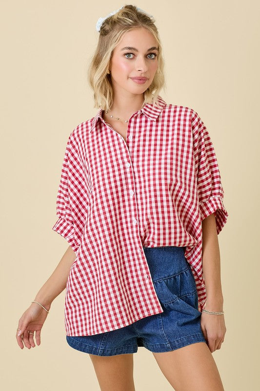 Penny Gingham Oversized Button Up