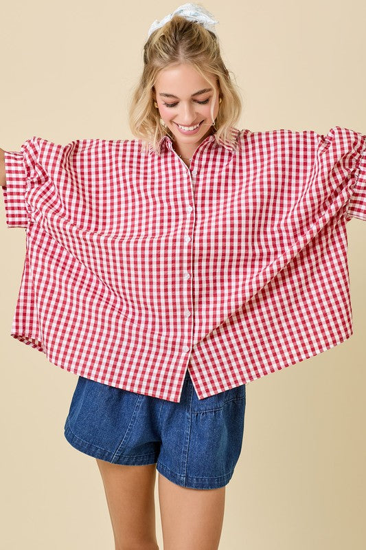 Penny Gingham Oversized Button Up