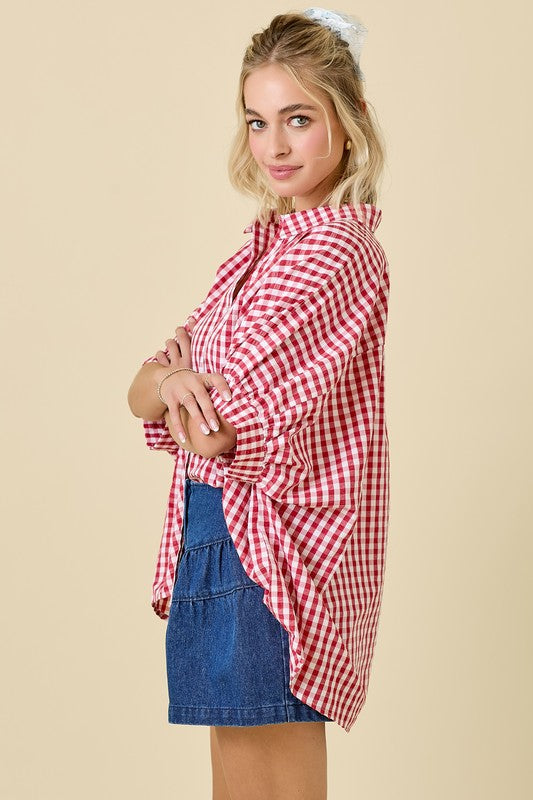 Penny Gingham Oversized Button Up
