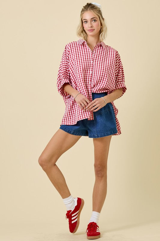Penny Gingham Oversized Button Up