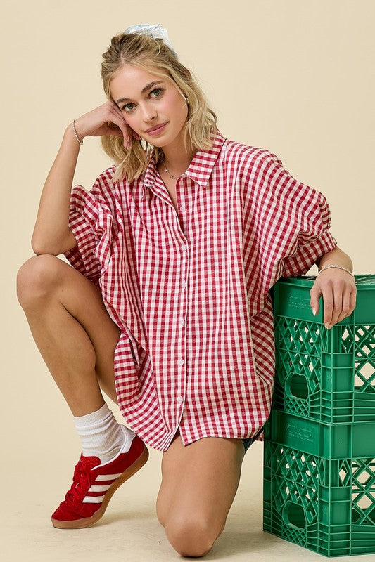Penny Gingham Oversized Button Up