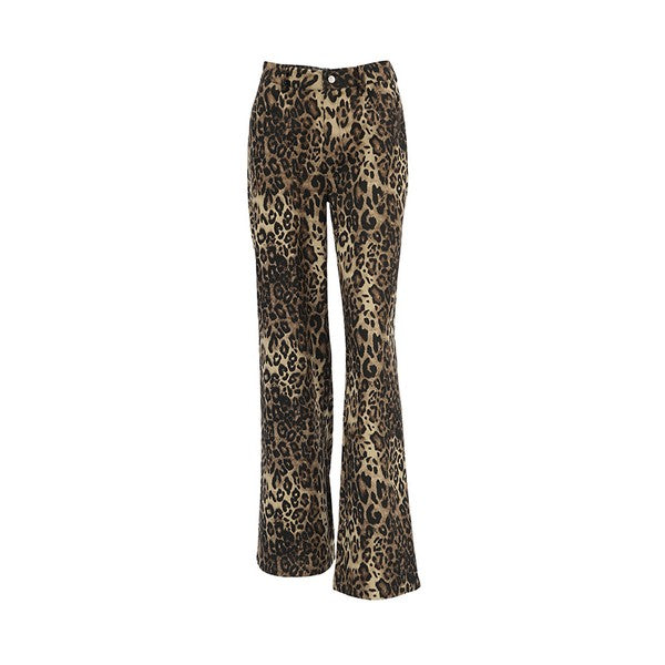 Leopard Wide Leg Jeans