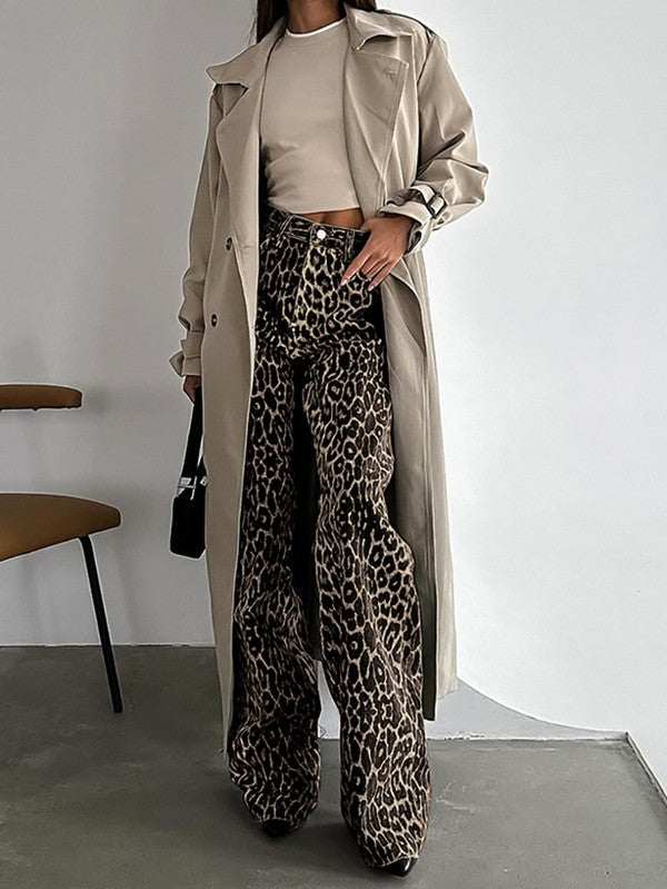 Leopard Wide Leg Jeans