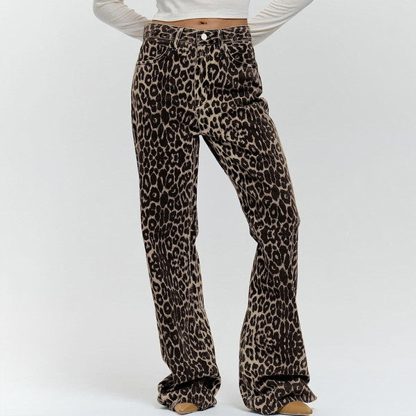 Leopard Wide Leg Jeans