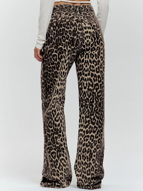 Leopard Wide Leg Jeans