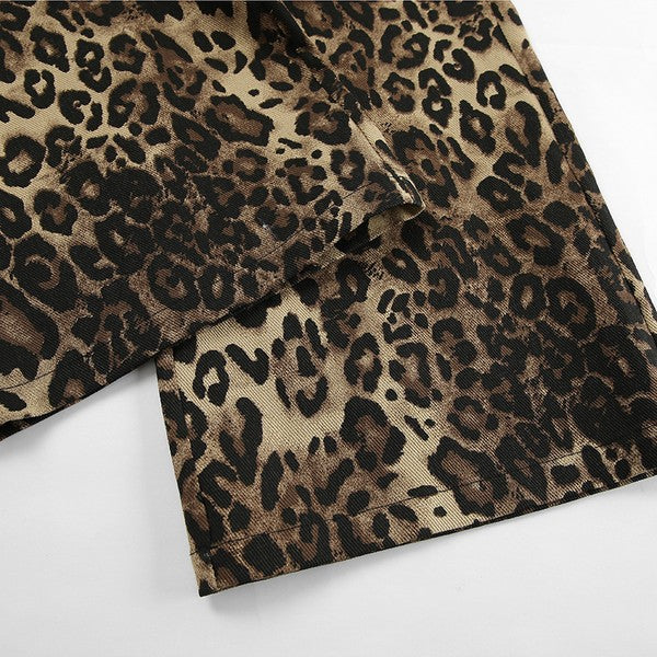 Leopard Wide Leg Jeans