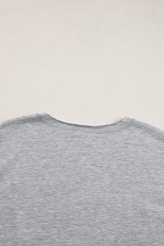 USA Letter Patch Notched Neck Loose Tee