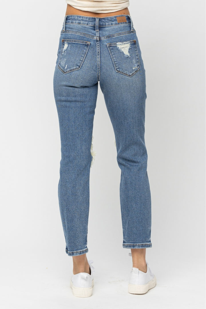 Judy Blue Heavily Destroyed High Waist Straight Leg Jeans