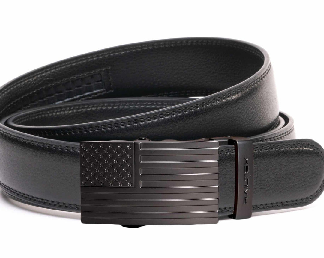 Railtek Matte Gunmetal Flag Buckle & Belt Strap