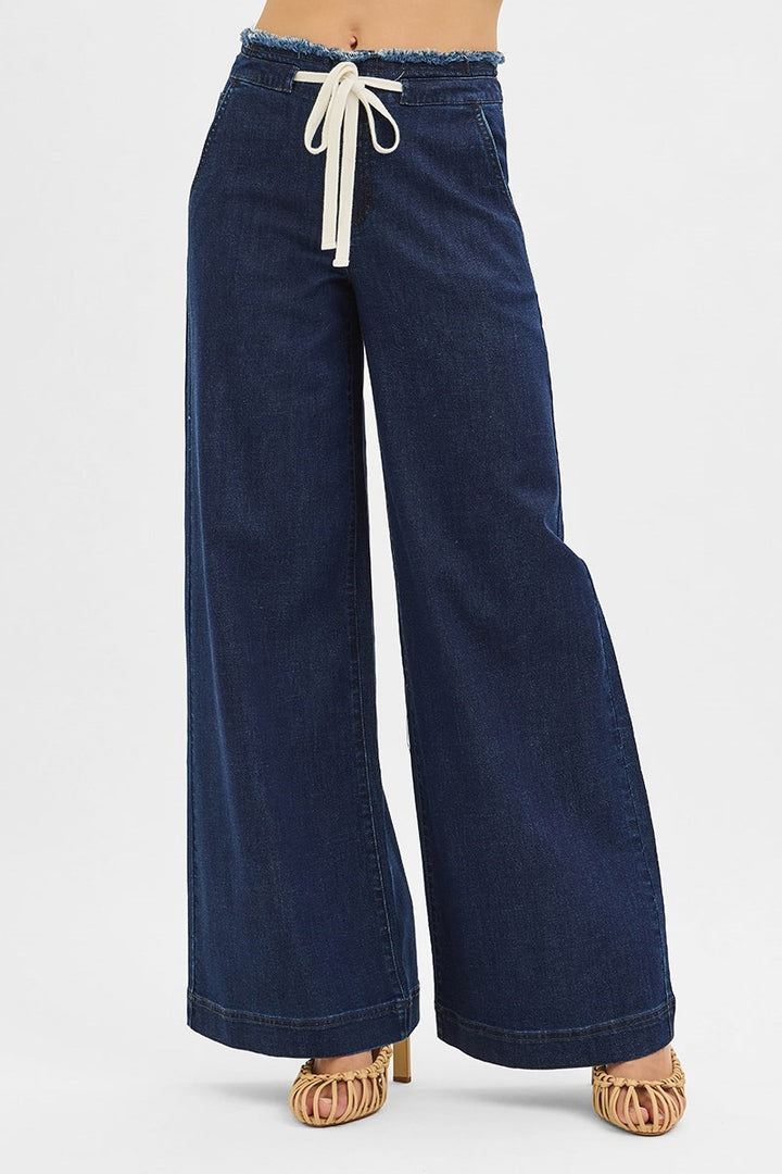 RISEN MID RISE FIT WIDE LEG PANTS