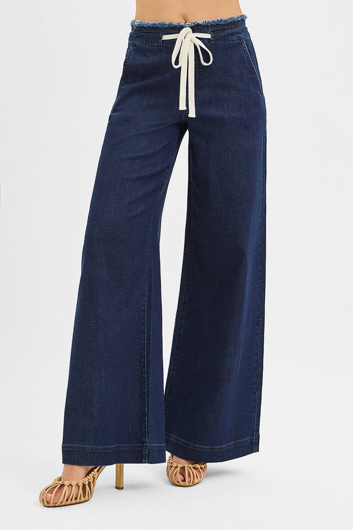 RISEN MID RISE FIT WIDE LEG PANTS