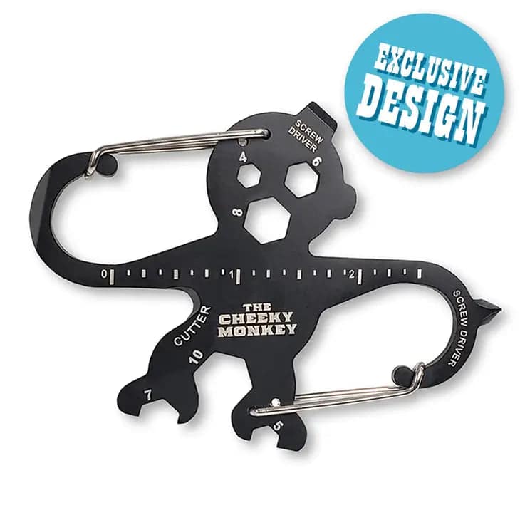 Cheeky Monkey Keyring 13-in-1 Dual Carabiner Multifunction Tool