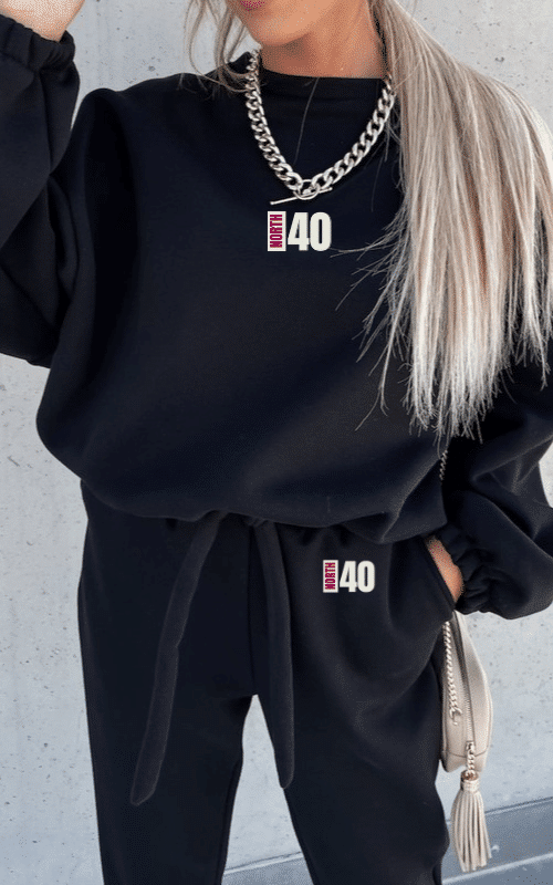 North 40 Cropped Pullover with Waist Tie and Sweatpants SET