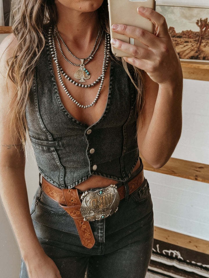 Denim V-Neck Vest