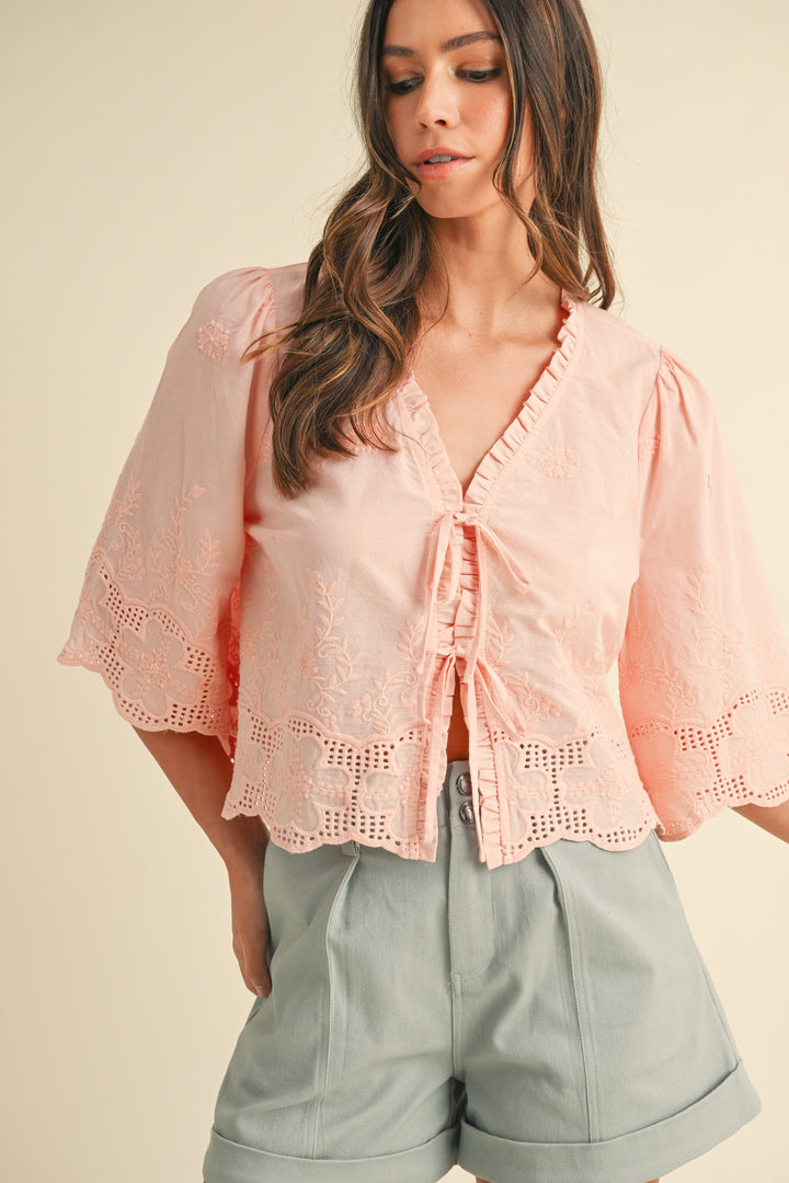 Floral Front Tie Blouse