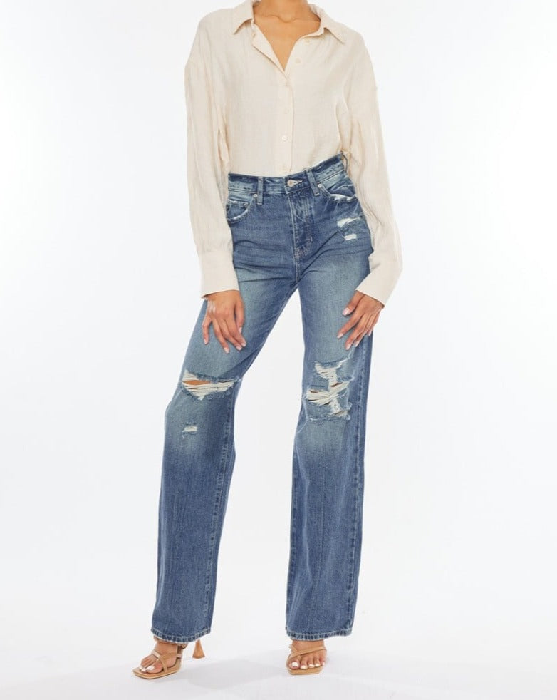 KanCan Ultra High Rise 90'S Wide Leg Flare Jeans