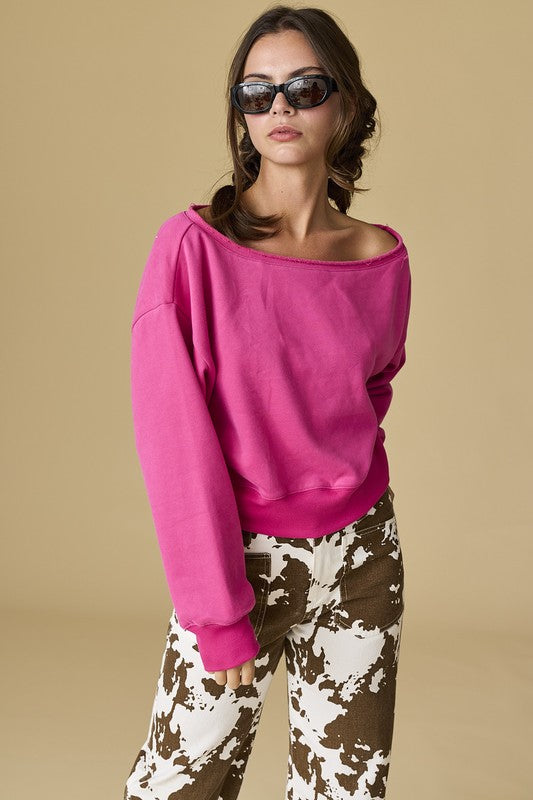 Lily Off Shoulder Cropped Sweatshirt