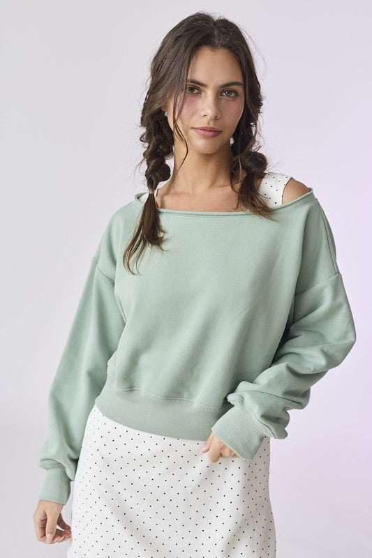 Lily Off Shoulder Cropped Sweatshirt