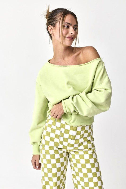 Lily Off Shoulder Cropped Sweatshirt