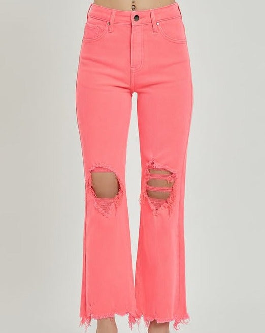 RISEN High Rise Jeans Ripped Knee Straight Pant