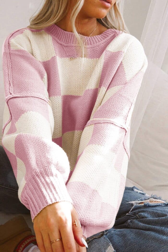Pink Check Bishop Sweater